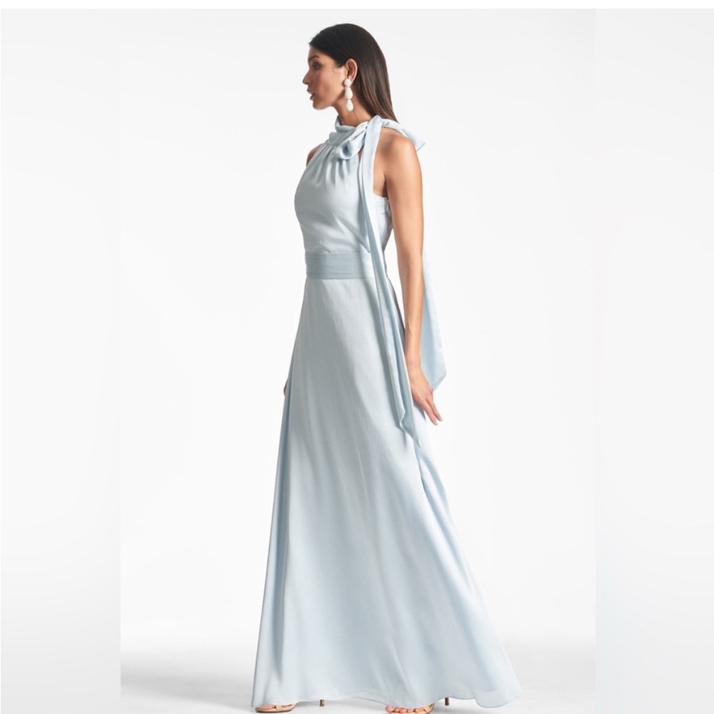 Sachin & Babi Kayla Gown Tie Neck Maxi Dress Ice Blue - Picture 2 of 7